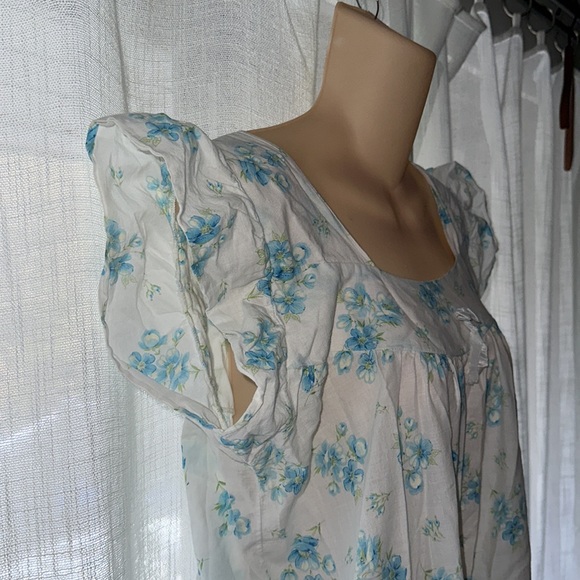 Vintage blue green floral ditsy dainty boho Grandmacore 
nightgown size large - Picture 6 of 9